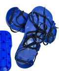 Heavy Duty Adjustable Lawn Aerator Shoes With Spike Soles For No Fuss Lawn Care in blue plastic with black laces