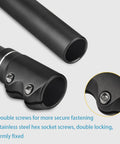 Close-up of black Bike Stem Extender Adjustable Handlebar Riser For 1 1/8 Inch Forks 28.6mm with secure hex screws