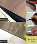 Collage of 10ft Self Adhesive Floor Transition Strip For Carpet To Vinyl And Laminate Edges, Threshold Reducer Cover in use and applications