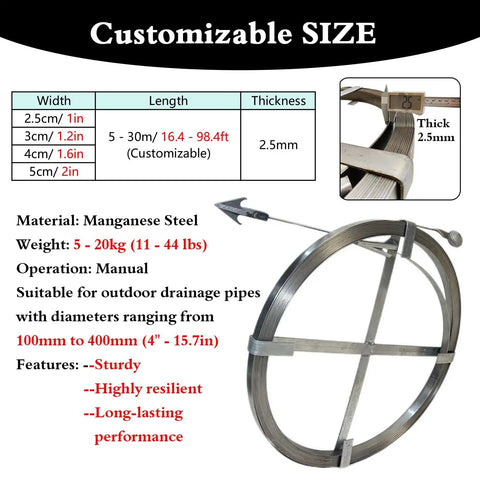 Heavy Duty Drill Powered Drain Auger Snake With Adjustable Grip And Extended Steel Cable To Kick Stuck Outdoor Sewer Clogs And Clear Toughest Yard Blockages Like A Pro, manganese steel cable dimensions