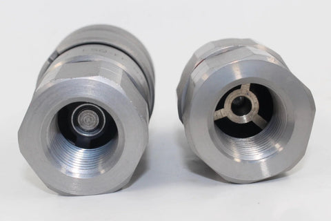 Pair of silver 1/2in NPT flat-face hydraulic quick-connect couplings