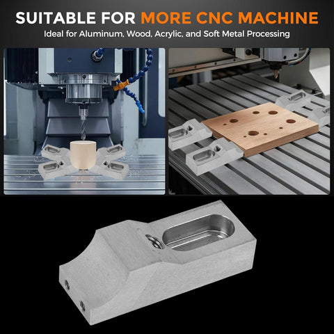 Low Profile Side Clamp Vise Set For Milling Machines, 2 Pack, 60kN Clamp Force, CNC Engraving And Drilling Ready on CNC table