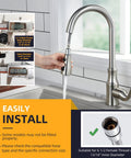 Image of a Kitchen Faucet Head Replacement with G 1/2 Inch Male Thread Connector, shown installed, NSF Certified.