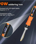 90W soldering iron with LED digital display from 220 Piece Heat Insert Kit With M2 To M8 Threaded Inserts And 90W Adjustable Soldering Iron.