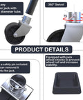 6 Inch Trailer Jack Wheel Replacement With Wheel Chock, 2000 Lb Dual Swivel Caster Wheel And Safety Pin, product features