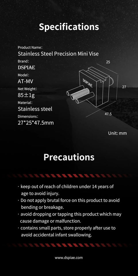Mini Precision Vise For Hobby And Model Making, Stainless Steel Bench Clamp Hand Tool Built To Last, The Real Workhorse For Precise, Clean Detail Work In Your Shop, stainless steel, 27x25x47.5mm