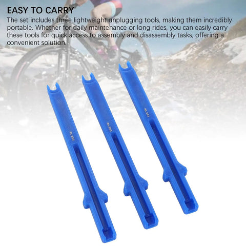 3 Piece Di2 Wire Disassembly And Assembly Kit For Bicycle Electronic Shifting Systems with blue 3D printed plug tools