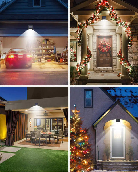 8 Pack Outdoor Motion Lights With 100 LEDs Solar Security Lights In 3 Modes Wireless IP65 Waterproof on garage and porches