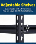 Beefy Five Tier Heavy Duty Garage Storage Shelves With Adjustable Metal Frame And Thick MDF Panels, 2000 Lb Total Capacity, 1.4-inch shelf adjustment