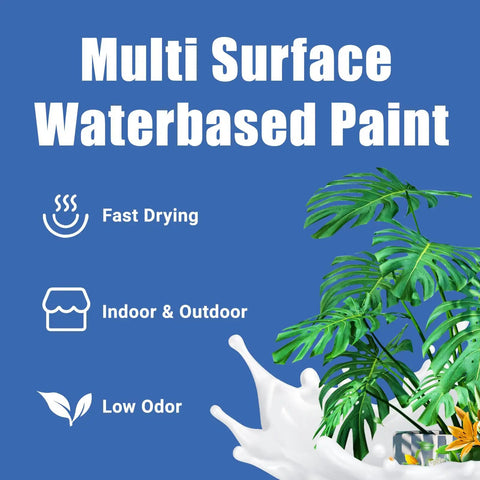 All In One Multi Surface Black Paint For Indoor And Outdoor Use No Sanding No Priming Quick Drying For Wood Walls Furniture Cabinets Metal And More 5 Oz image with plant and features