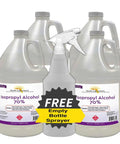 Isopropyl Alcohol 70 Percent Rubbing Alcohol Four Gallon Pack With Free Spray Bottle For External Use And Heavy Duty Cleaning Disinfecting And General Sterilizing All Purpose Household And Workshop Use, four 1-gallon jugs and sprayer