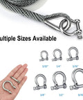 Beefy Heavy Duty 304 Stainless Steel Bow Shackle Screw Pin Anchor D Ring Rigging Hardware 5/32 Inch 8 Pack displayed with various sizes