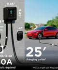Level 2 EV Charger 40 Amp 240V J1772 For Non Tesla EVs With 25 Ft Cable WiFi App indoor outdoor installation view with car