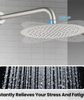 Two Function Shower Faucet Set With Wall Mount High Pressure Brass Valve And Rough In Included Handheld Showerhead 10 Inch Round Rainfall Shower Head Brushed Nickel Finish SUS304 Stainless Steel Construction Premium Bathroom Upgrade with 360 degree rotation