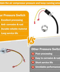 Air Compressor Pressure Switch 120 To 150 PSI 120V AC Durable Pressure Controller comparison with other switches
