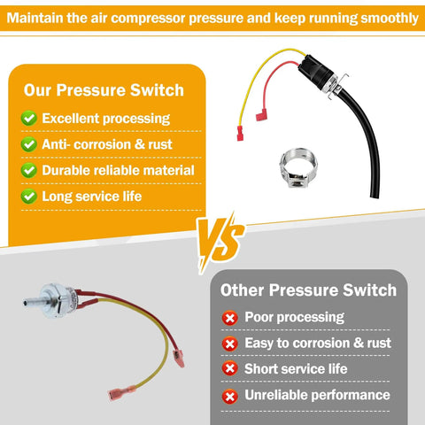 Air Compressor Pressure Switch 120 To 150 PSI 120V AC Durable Pressure Controller comparison with other switches