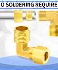 Brass compression tube fittings set with 90-degree elbow; 3/16 in. OD x 1/8 in. NPT male, 10-pack.