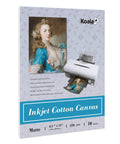 Box of 100 Percent Printable Cotton Canvas Sheets For Inkjet Printers, Matte White 8.5 By 11 Inches, 17 Mil Thick, Pack Of 10