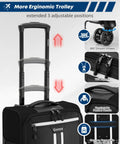 16 Inch Underseat Carry On Luggage With Spinner Wheels Water Resistant PVC Softside Travel Bag Airline Approved For Men Women Personal Item Sized For Cabin Friendly Black showing ergonomic trolley handle adjustment