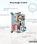 Brass rough-in valve for 12 Inch Shower Faucet Set With Slide Bar, Rain Shower Head And Handheld Spray, Polished Chrome Finish