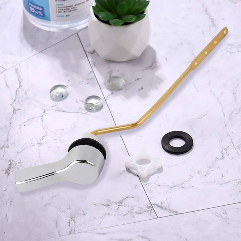 Universal Metal Side Mount Toilet Handle With Stainless Steel Flapper Chains Durable Brass Flush Lever Replacement Kit on marble surface
