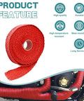 Badass Titanium Fiberglass Exhaust Heat Wrap 16 4 Ft Thermal Insulation For Cars Trucks And Motorcycle Engines Handles 2000 Degrees in red
