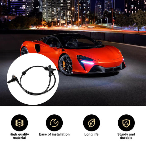 Anti Lock Brake Wheel Speed Sensor Drop In Replacement For Heyue ABS Sensor Durable High Temp Performance Quick Fit Brake System Sensor Part 3630050U2010 Built To Last And Easy Install in front of a sports car on a city street at night.