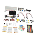 Premium ESP32 Development Board Kit Engineered For Python IoT Programming and No Fuss DIY Projects with various components laid out.
