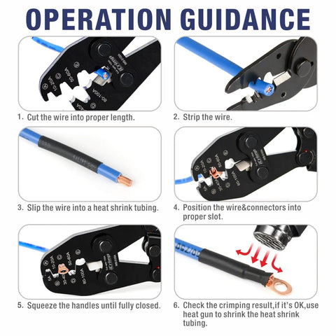 Open Barrel Lug Crimping Tool For Battery Cables Pro Grade Heavy Duty B Type Crimper guide for AWG 13 to 3 use