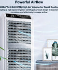 Heavy Duty Evaporative Portable Air Cooler With Beastly 2943 Cfm Airflow And 13.2 Gallon Tank front view, showcasing airflow design.