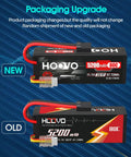 Comparison of new and old 3S 11.1V 5200mAh LiPo Battery with hard case and TR plug for RC cars, trucks, and FPV models, 80C high discharge