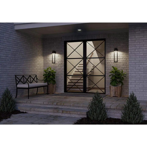 Dope 1 Light LED Outdoor Wall Lantern In Textured Black With Clear Glass Diffuser, Modern Medium Outdoor Light For Porch Patio Deck Or Entryway, Weather Resistant And Energy Saving Fixture