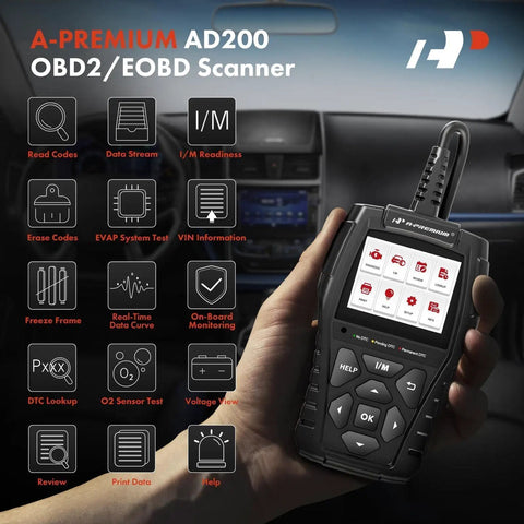 Hand holding Pro OBD2 Scanner For Cars Car Diagnostic Tool With OBDII EOBD Code Reader Real Time Data And Fault Code Checks