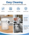 4 Pack Creami Swirl Pints With Lids For Ninja NC700 NC701 NC701C Series, BPA-free, dishwasher-safe with cleaning info graphic