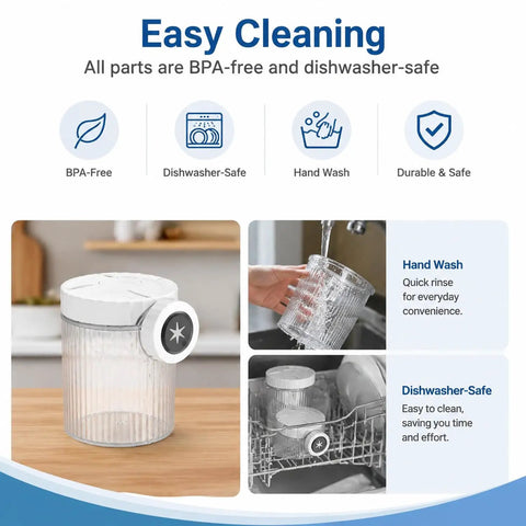 4 Pack Creami Swirl Pints With Lids For Ninja NC700 NC701 NC701C Series, BPA-free, dishwasher-safe with cleaning info graphic