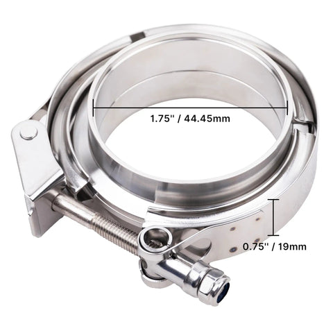 V Band Clamp With Flanges Stainless Steel 304 Quick Release Kit For Exhaust Pipes 1.75 Inch No Gasket Needed
