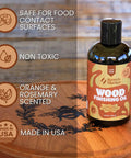 Straight Up Coconut Mct Wood Finishing Oil And Food Safe Cutting Board Sealer, 8 oz bottle on wooden surface.