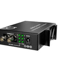 Multimode Fiber Media Converter And Gigabit Switch with one 850 nanometer optical port, four RJ45 ports, DIN rail mountable