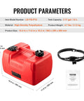 Marine Outboard Fuel Transfer Tank 3.17-Gallon with 9.8-Foot Hose, Gauge, and Yamaha Connector Compatibility, product and specifications.