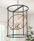 Dope Black And Gold Three Light Drum Pendant Chandelier With Height Adjustable Rods For Dining Room Kitchen Island Foyer And Bedroom 14 Inch Diameter By 18 Inch Height Yet Fresh Lighting Fixture in natural light setting