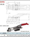 Quick Release Toggle Clamp With Adjustable Span For Vertical Clamping, Delivers 318 Kg (700 Lb) Holding Power For Woodworking