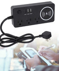 7 In 1 Power Strip Surge Protector With 30W Rapid Charging features 3 AC outlets and 3 USB ports, sleek flat plug design for easy placement.