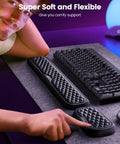 Ergonomic Wrist Rest For Keyboard And Mouse, Memory Foam Arm Cushion With Soft Lycra Cover shown on a desk setup