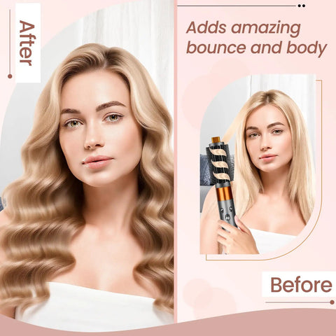 Upgraded Round Brush Attachment For Dyson Airwrap Round Volumizing Brush For Dyson Airwrap HS01 05 08 showing hair volume.