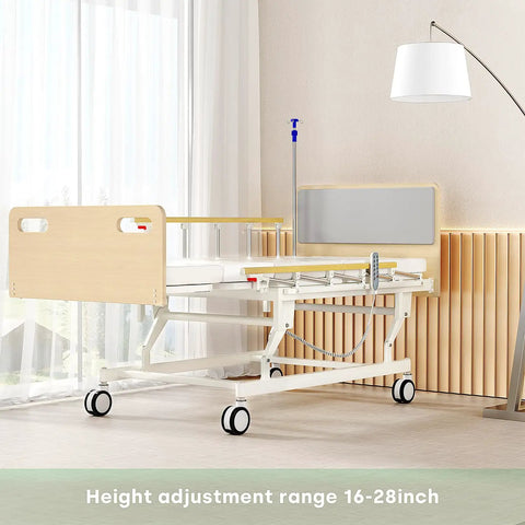 Fully Electric Hospital Bed For Home Use With Premium Mattress And Built In Guardrails Hi Low Adjustable Bed 16 To 28 Inch