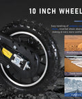 10-inch wheel on Awesome 50Cc Gas-Powered Kids Dirt Bike With 2-Stroke Engine Hits 35 Mph for various terrains.