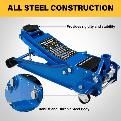 Heavy Duty 3 Ton Floor Jack With Steel Hydraulic System, Dual Piston Quick Lift Pump For SUVs And Trucks, 6000 Lb Capacity