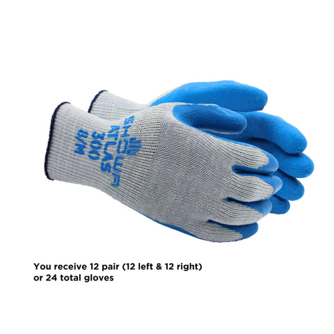 Original 1994 Crinkle Grip Work Gloves With Natural Latex Palm, Built To Last Heavy Duty 10 Gauge, Blue, Small, 12 Pair