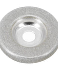 56mm Cup Grinding Wheel With 10mm Bore For Quick Concrete Trimming And Metalworking, grey abrasive disc with a shiny center.