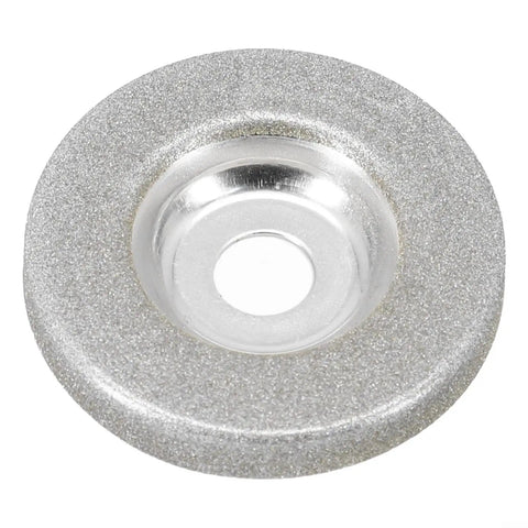 56mm Cup Grinding Wheel With 10mm Bore For Quick Concrete Trimming And Metalworking, grey abrasive disc with a shiny center.